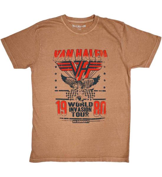 Van Halen: World Invasion (Distressed) - Pink T-Shirt