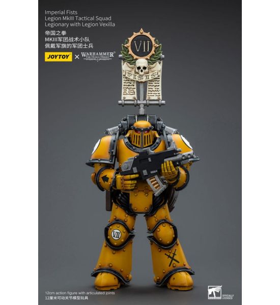 Warhammer: JoyToy Figure - Imperial Fists Legion MkIII Tactical Squad Legionary with Legion Vexilla (1/18 scale) (12cm) Preorder