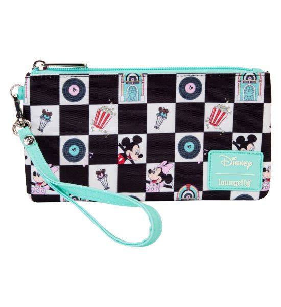 Loungefly Disney: Mickey and Minnie Date Night Diner AOP Nylon Wristlet