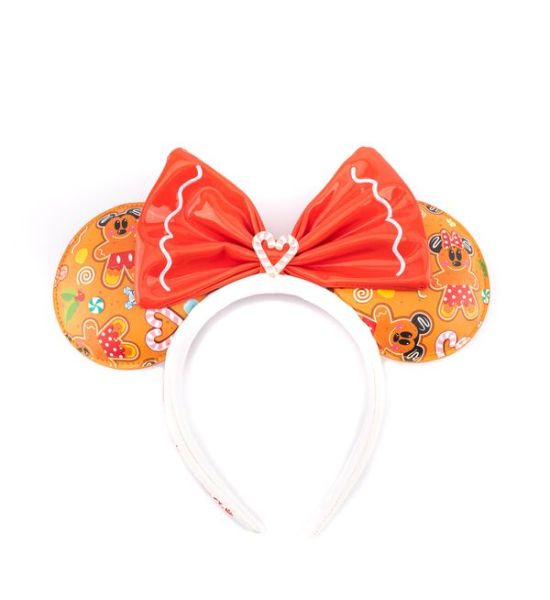 Loungefly Disney: Gingerbread All Over Print Patent Bow Heart Headband