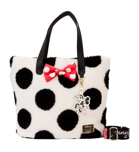 Loungefly Disney: Minnie Rocks The Dots Sherpa Tote Bag