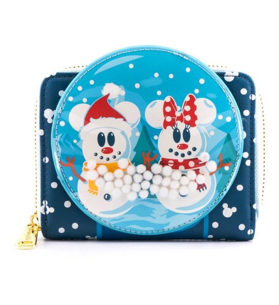 Loungefly Mickey & Minnie: Snowman Snow Globe Zip Around Wallet