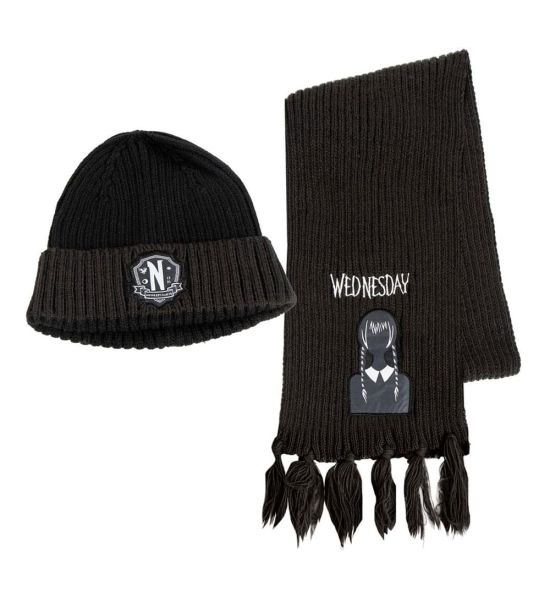 Wednesday: Nevermore Beanie & Scarf Set Preorder