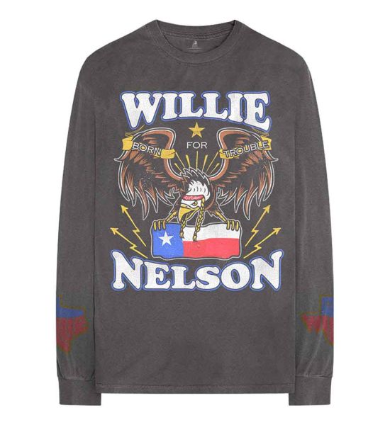 Willie Nelson: Texan Pride (Sleeve Print) - Charcoal Grey T-Shirt