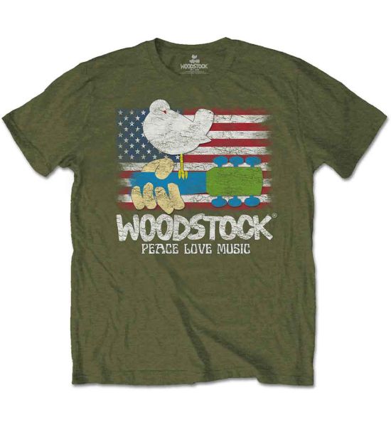 Woodstock: Flag - Military Green T-Shirt