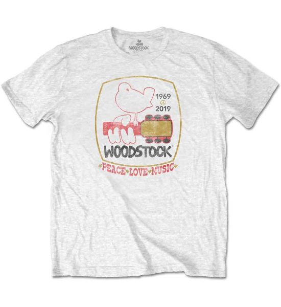 Woodstock: Peace Love Music - White T-Shirt