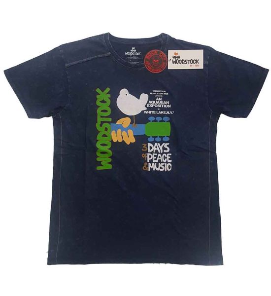 Woodstock: Poster (Snow Wash, Dye Wash) - Navy Blue T-Shirt