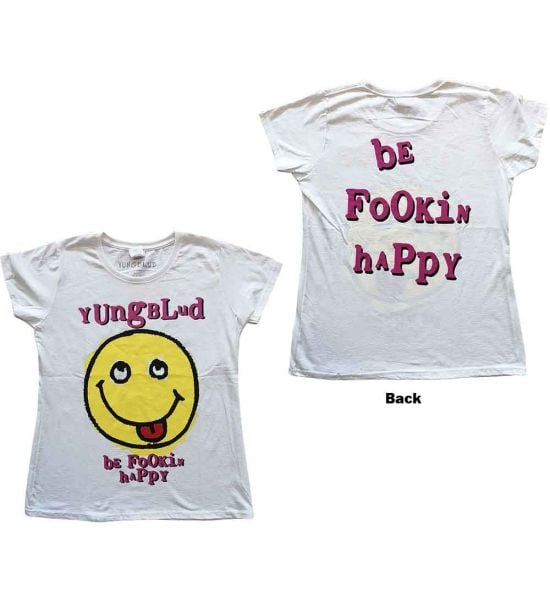 Yungblud: Raver Smile (Back Print) - Ladies White T-Shirt